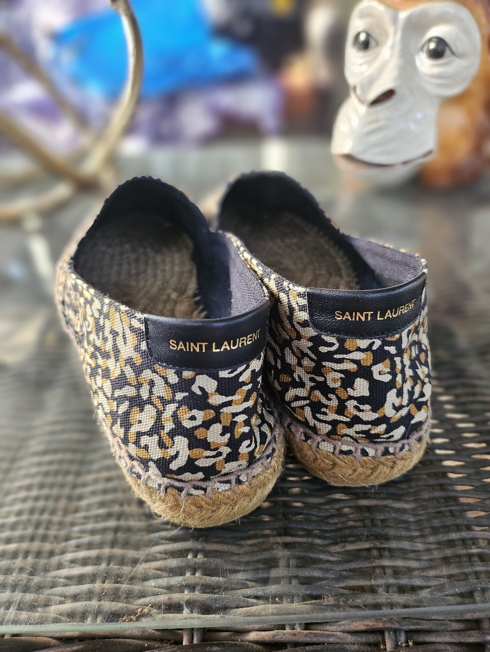 Saint Laurent Leopard Abstract Animal Print Canvas espadrilles Size 39 Italy - Picture 4 of 13